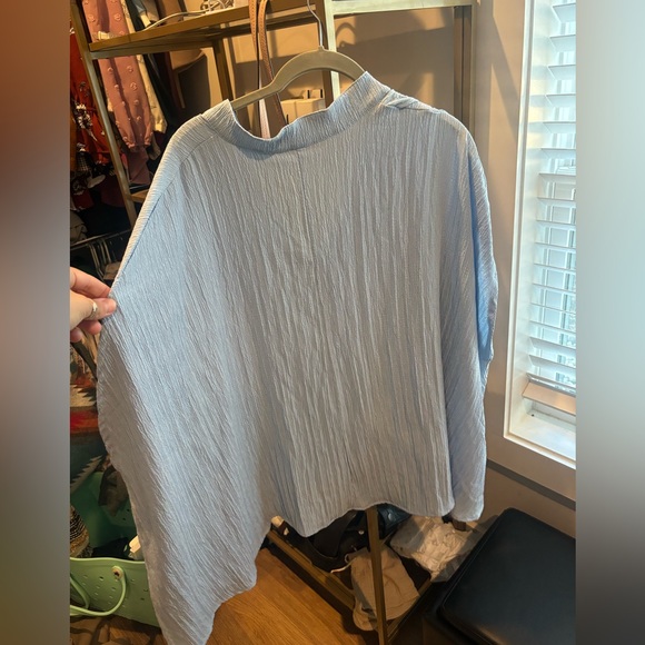 Blue boxy oversized blouse textured - Picture 3 of 3
